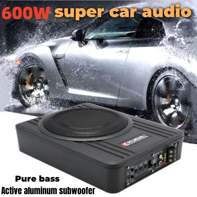 10 Inch 600W Power Modification Car Subwoofer Active Aluminum Speaker 12V Professional Ultra-thin Pure Bass Audio Put Under Seat