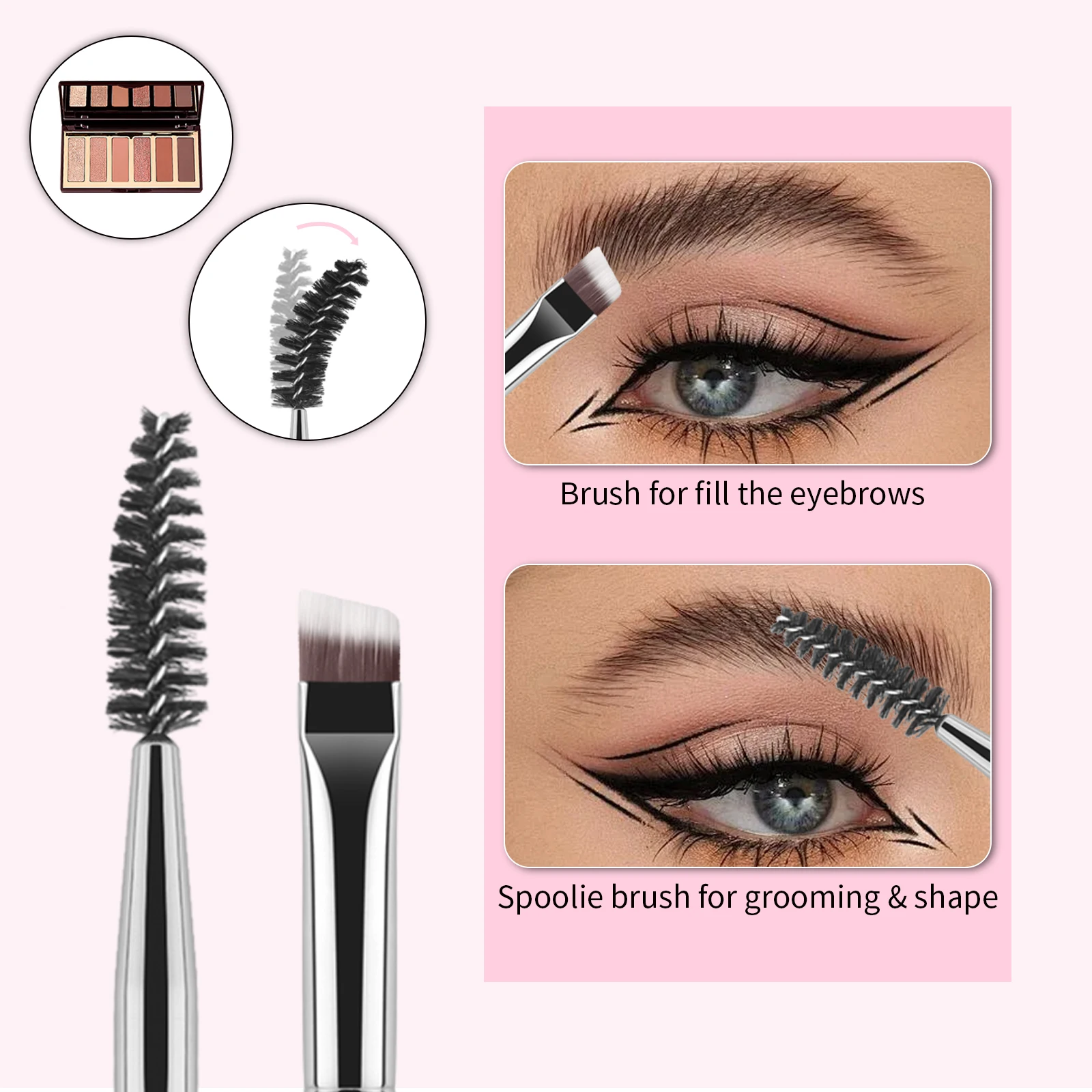 Piegaciglia Pettine per ciglia Pettine per sopracciglia a doppia estremità, Pennello per sopracciglia Set di strumenti di bellezza per donna Accessori per strumenti per il trucco degli occhi