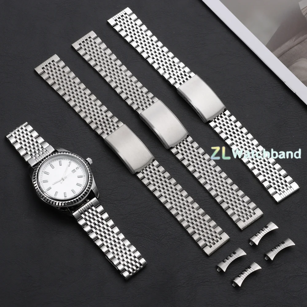 Stainless Steel Watch Strap 18mm 20mm 22mm for Omega Seamaster Speedmaster Curved End Metal Strap Business Replacement Bracelet