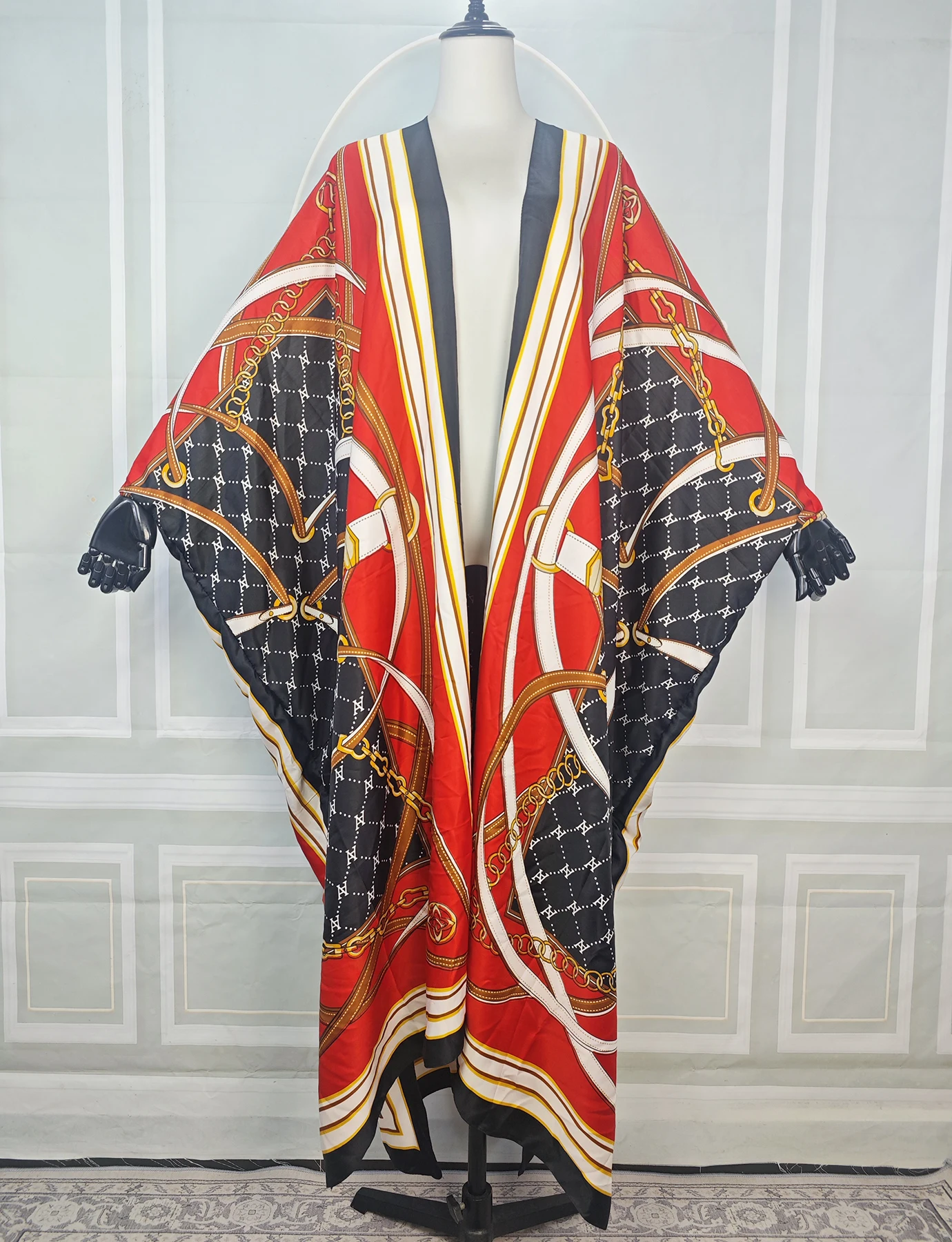 Malaysia Women Summer Beach Boho Loose Cardigans Kimonos Plus Size Geometric Printed Party Robe African Female Duster