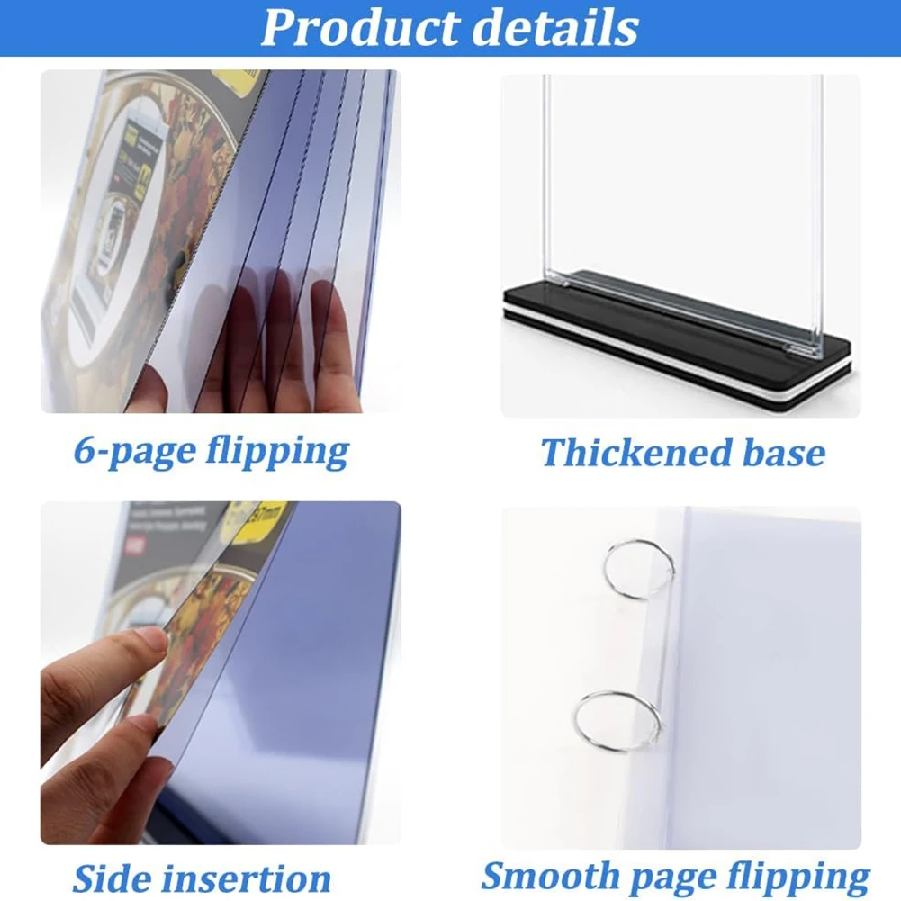 AU61-A5 T-Shaped Multi-Page Flip Acrylic Sign Holder, Menu/Photo/Advertising/Beverage Display Stand