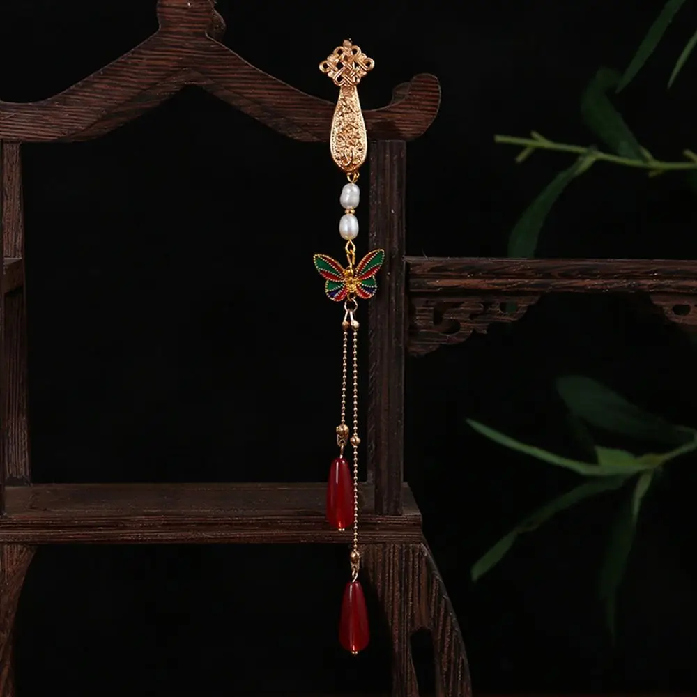 نمط دبابيس Hanfu زهرة فراشة للفتيات شرابة دبابيس معدنية طوق دبابيس شيونغسام دبوس اكسسوارات العتيقة مروحة قلادة #1