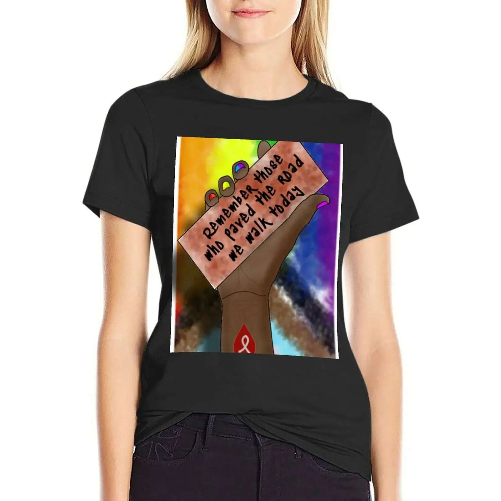 

Stonewall AIDs Awareness Pride T-Shirt plus size tops anime cute tops cute t-shirts for Women