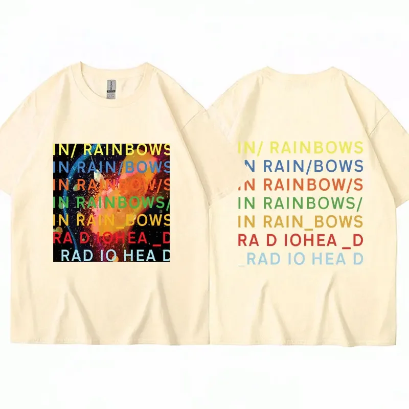 Rock Band Radiohead Graphic T Shirt Music Album in Rainbows Men\'s Short Sleeve Hip Hop Gothic Punk Oversized T-shirts Streetwear