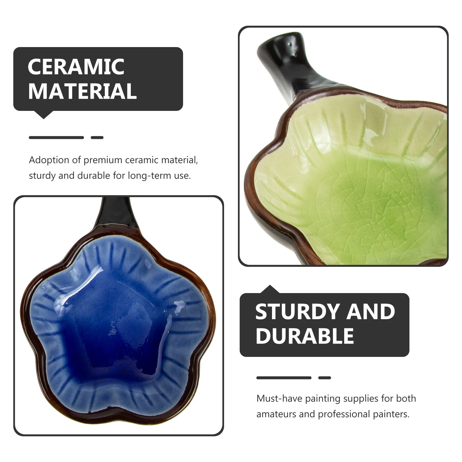 6Pcs Premium Ceramic Brush Washer Ink Dish for Sumi Painting Use Lightweight Polished Edge Safe Handheld