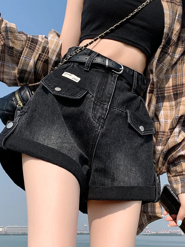 

High Waist Wide Leg Short Jeans Women's Summer New Style Thin Loose Fit Hot Pants Design Sensation Denim Shorts for Ladies