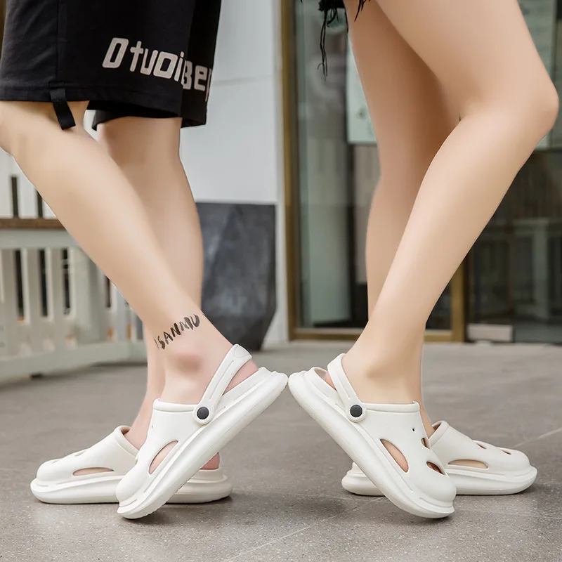 Clogs Slippers Female Summer Trend Non-slip Soft Bottom Hollow Package Head Outside Thick Bottom Couple Nurse Beach Sandals Men