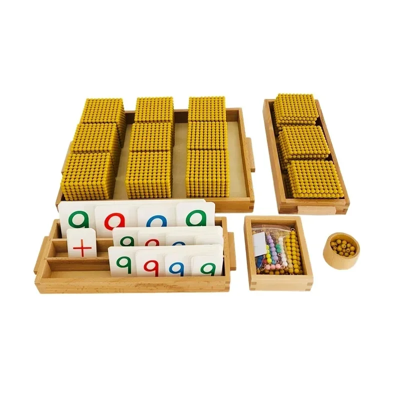 Montessori Gold Beads Bank Game for Children Mathematical Materials Decimal System Learing Resources Early Educational Math Toys