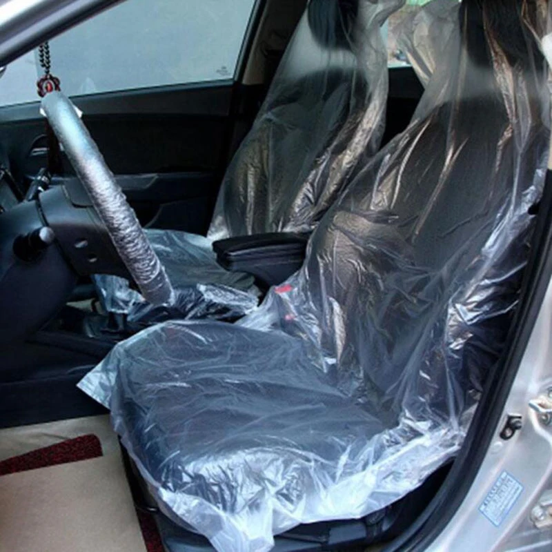 【Top Sale !!】50Pcs/Set Automotive Plastic Seat Vehicle Maintenance Beauty Disposable Automotive Car Seat Cover Dust And Dirt