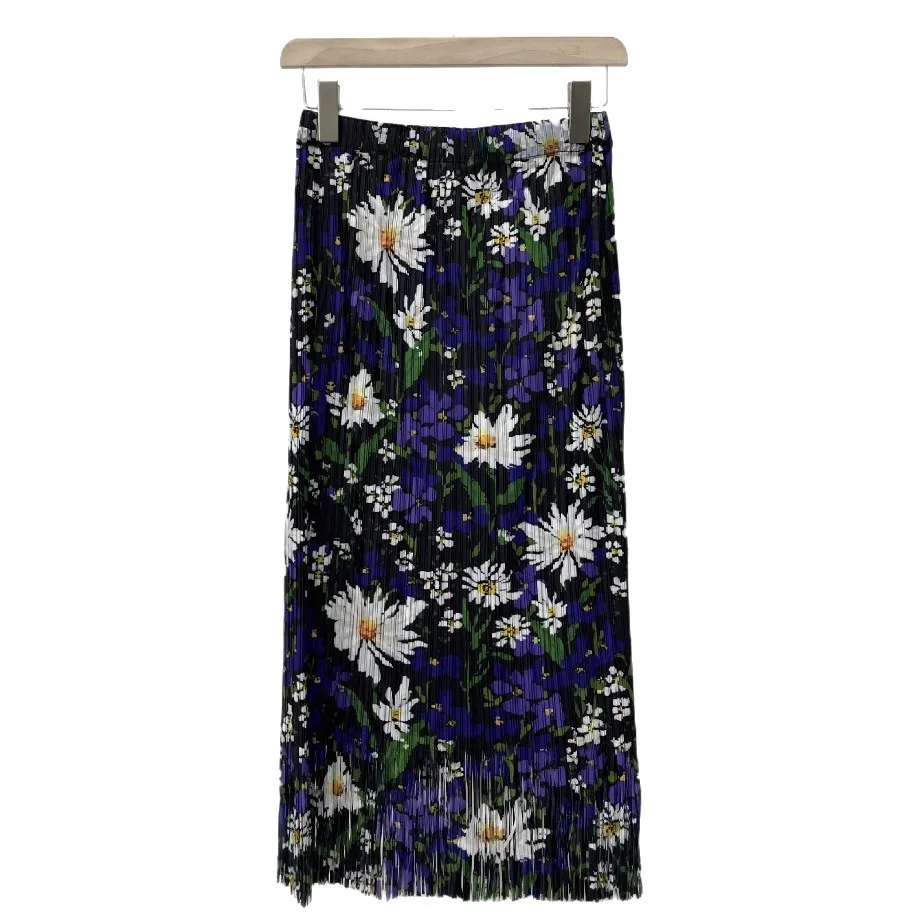 Miyake-falda plisada con cintura elástica para mujer, falda holgada cómoda, informal, a la moda, novedad de verano 2025, diseño de cien