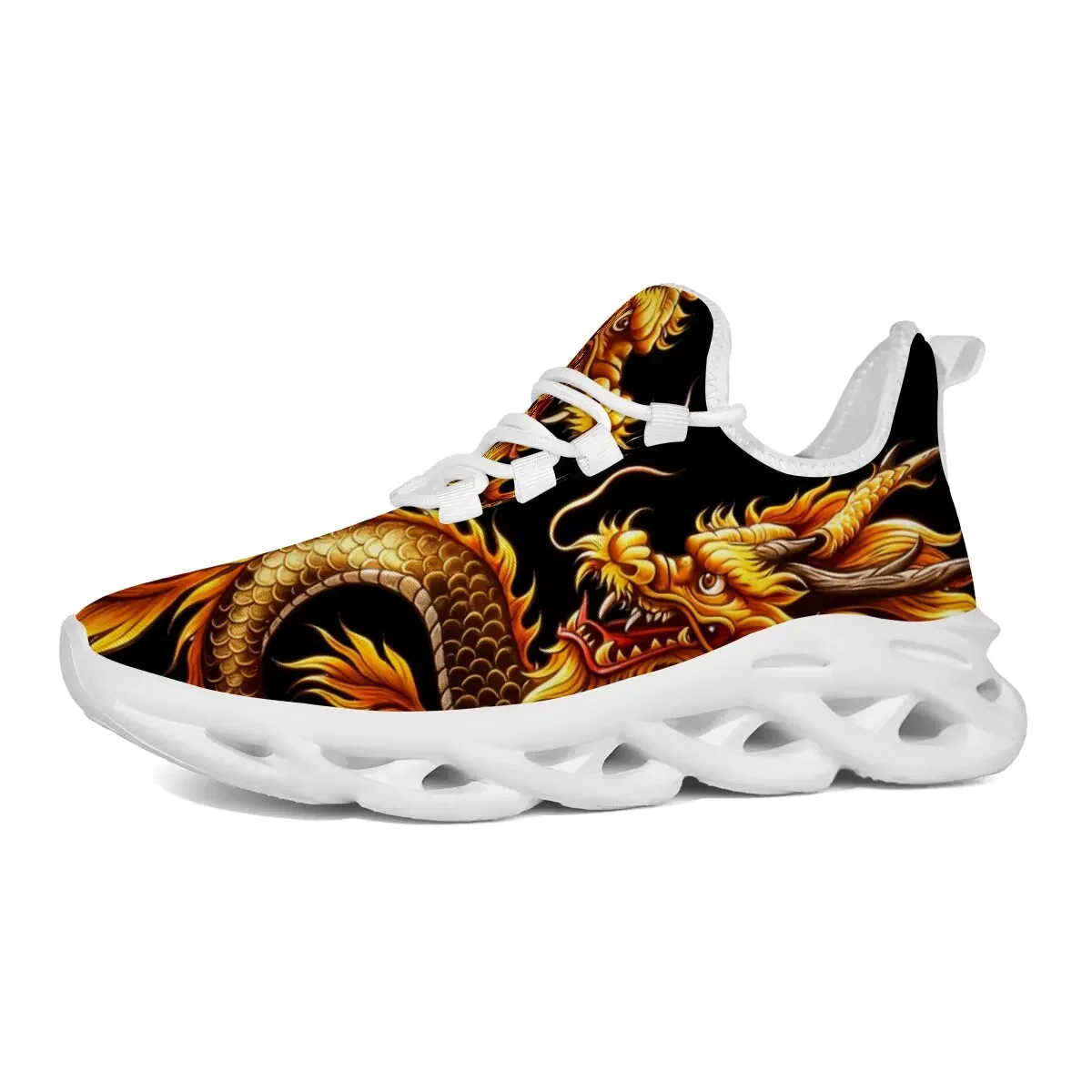Dragon Graphics Sneakers Men Mesh Breathable Casual Men Shoes Unisex Light Thick Sole Couple Shoes Athletic Sneakers Women Shoes