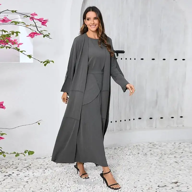 

Zhiyiduoduo New Autumn Elegant Set Dubai Solid Color Three Piece Set 23522 Robe Abaya Ramadan Dubai Luxury Islam Elegant