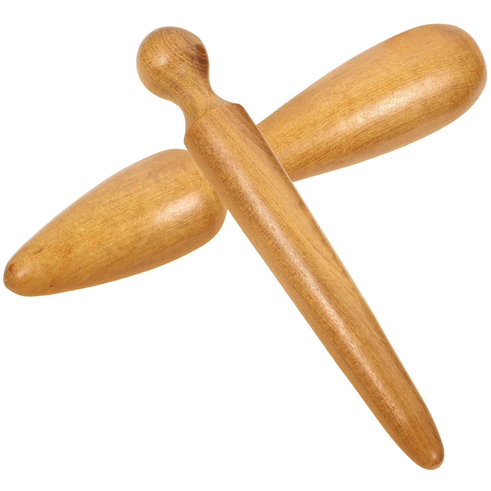 

2pcs Massage Stick Wooden Tools Light Brown Handheld Body Foot Meridian Roller Massager Pain Relief Relaxation Spa Tool