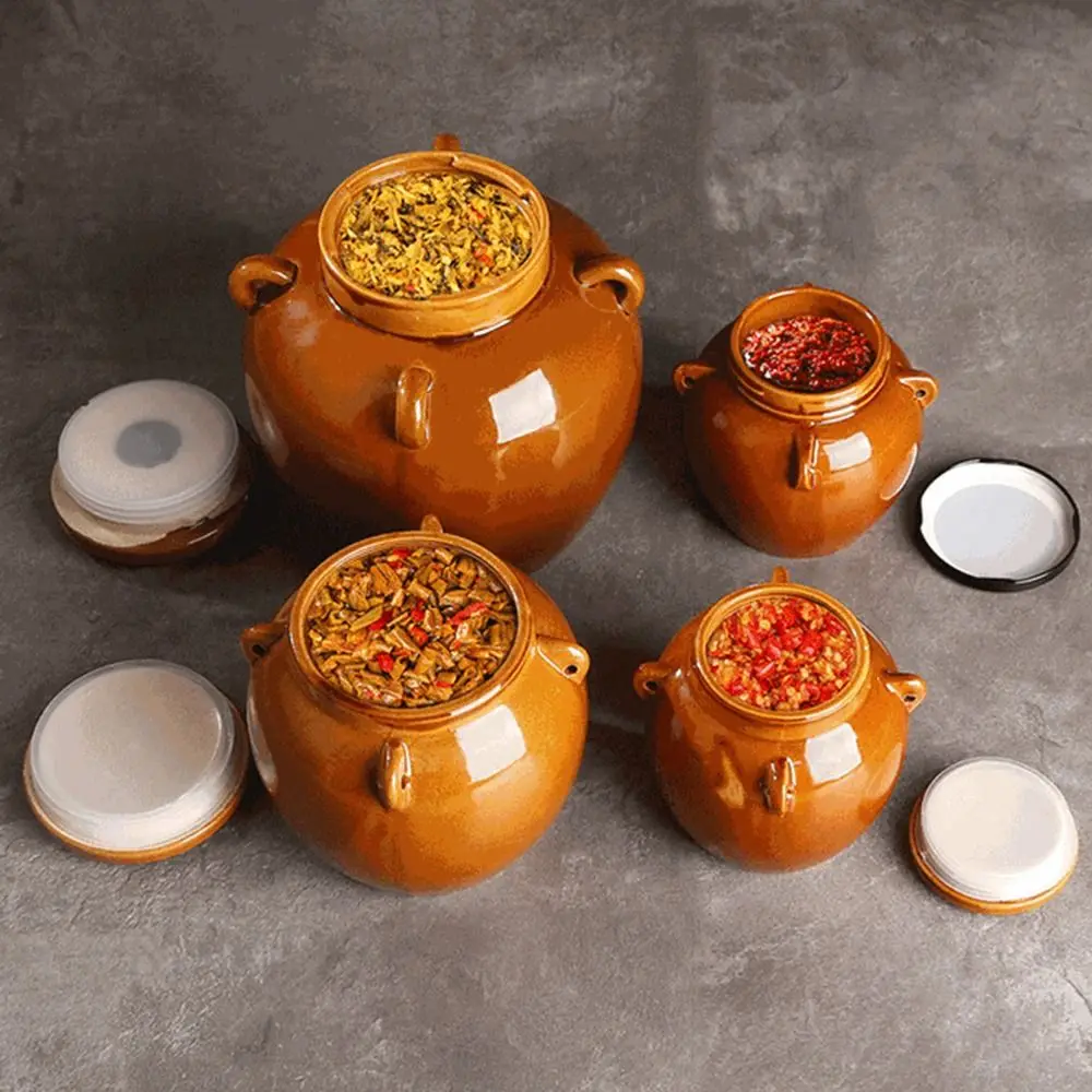 

Large Capacity Ceramic Pickle Jar Sealed Keep Fresh Pickels Making Containers Easy To Clean Ceramic /Mason Lid