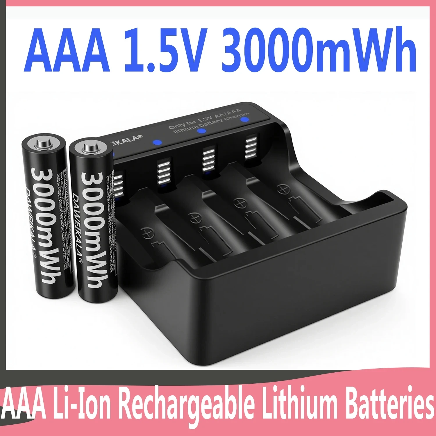 1.5V rechargeable lithium-ion Battery 3000mWh AAA for electronic games, smoke alarm, PDA, flashlight, DVD, MP3