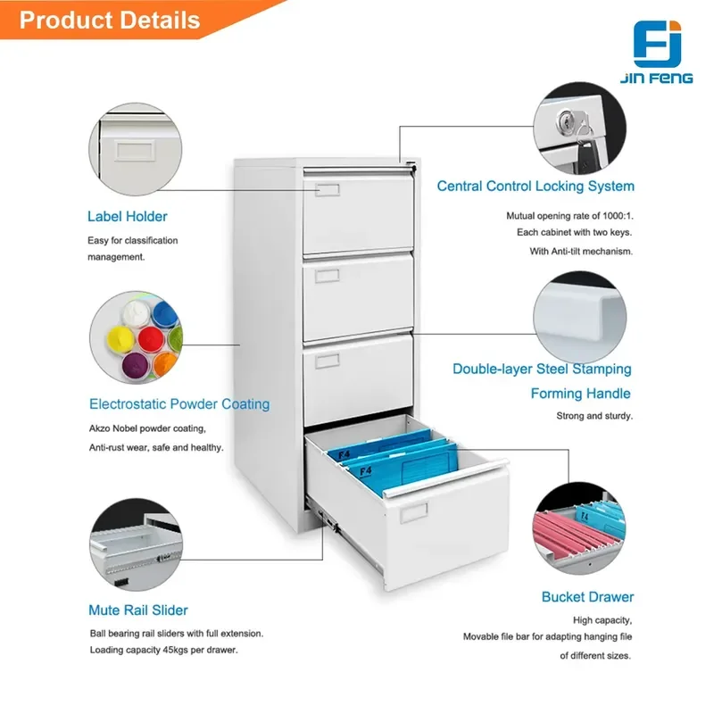 Modern Office Storage Filing Cabinet 2 Drawer Lateral Metal File Cabinet Lock for Letter/Legal/F4/A4 Size Supermarket