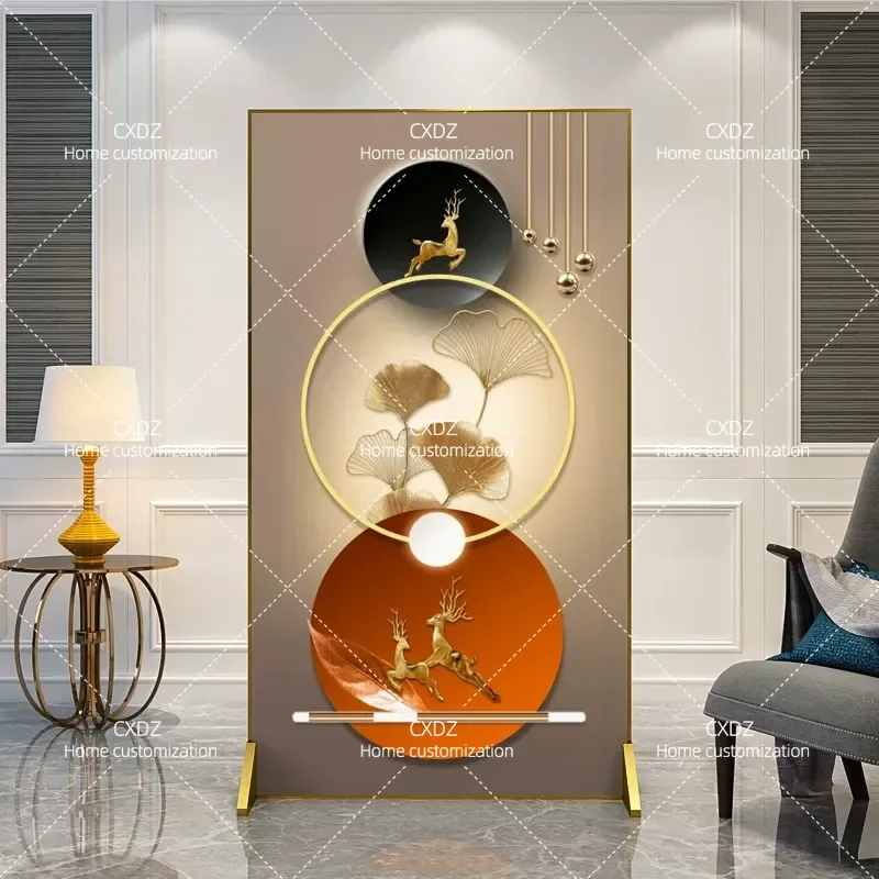 Modern Simple Metal Screen Partition Light Luxury Entrance Door Divider for Living Room Bedroom Mobile Blocking Seat Screen