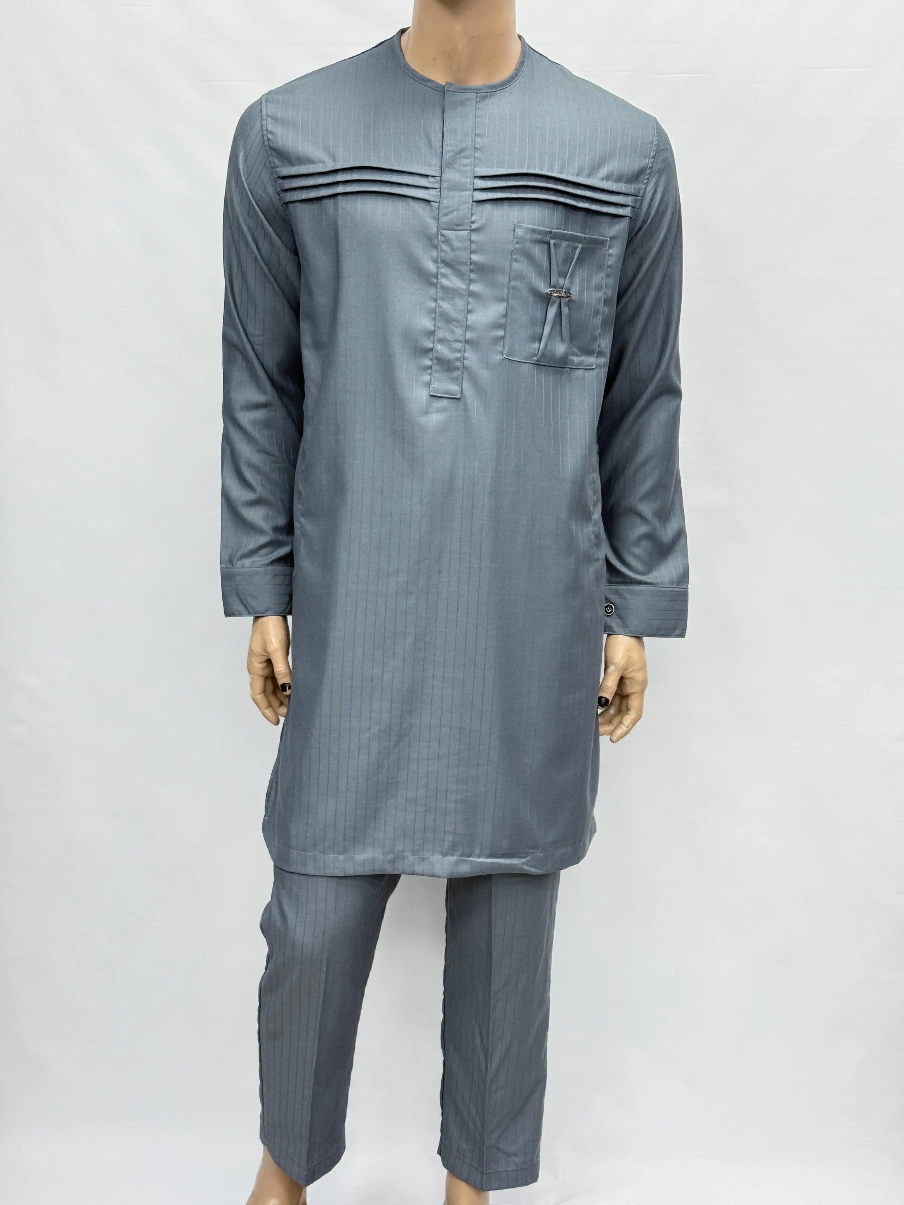 Muslim African Moroccan Men's Middle Robe Long Sleeve Embroidered