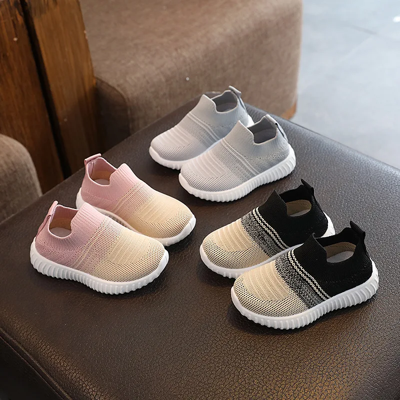 

Kids Shoes Stripe Knitted Toddler Baby Sneakers Casual Slip on Sneakers Children Shoes Girls Boys Sports Shoes Spring & Autumn