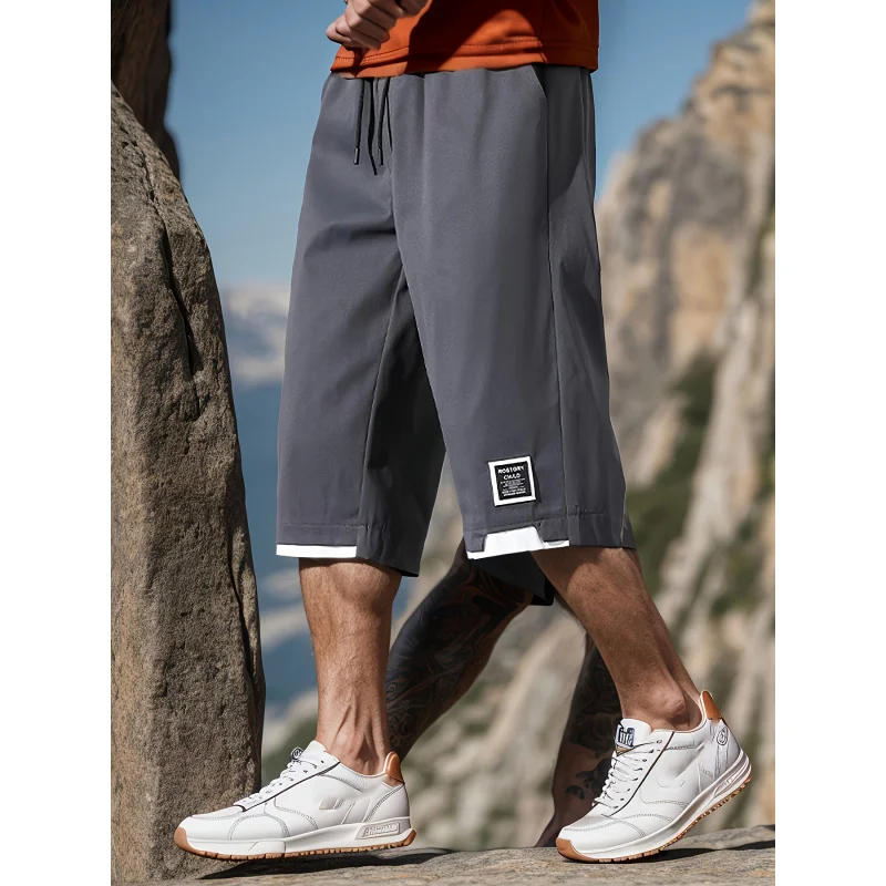 Men's Fashion Fake Two Piece Shorts With Drawstring Casual Pants Summer Daily Wear Party Holiday Beach  Wear