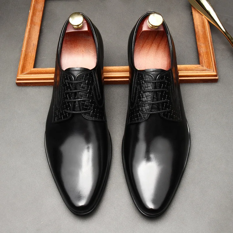 

Italian Fashion Elegant oxford Shoes For Men Genuine Cow Leather Crocodile Lace Up Formal Wedding Shoes Pointed Toe Dress Shoes