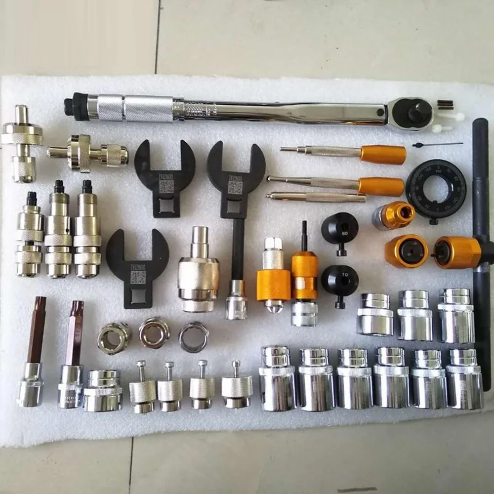 40PCS common rail injector disassembly, assembly, and repair tool, equipped with 110 and 120 measuring seats,