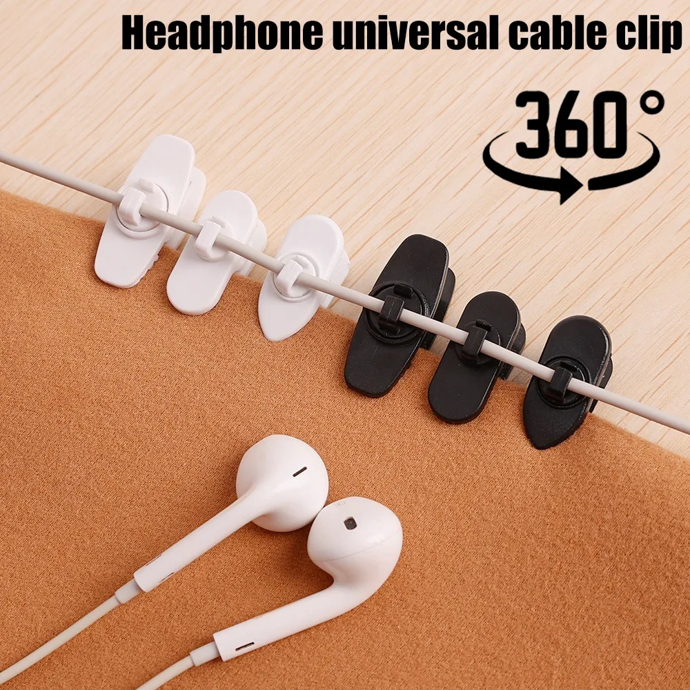 Universal Wired Headphone Line Clips 360°Rotatable Headphone Cable Clothing Clip Organizer Onto Clothing To Keep Cord in Place