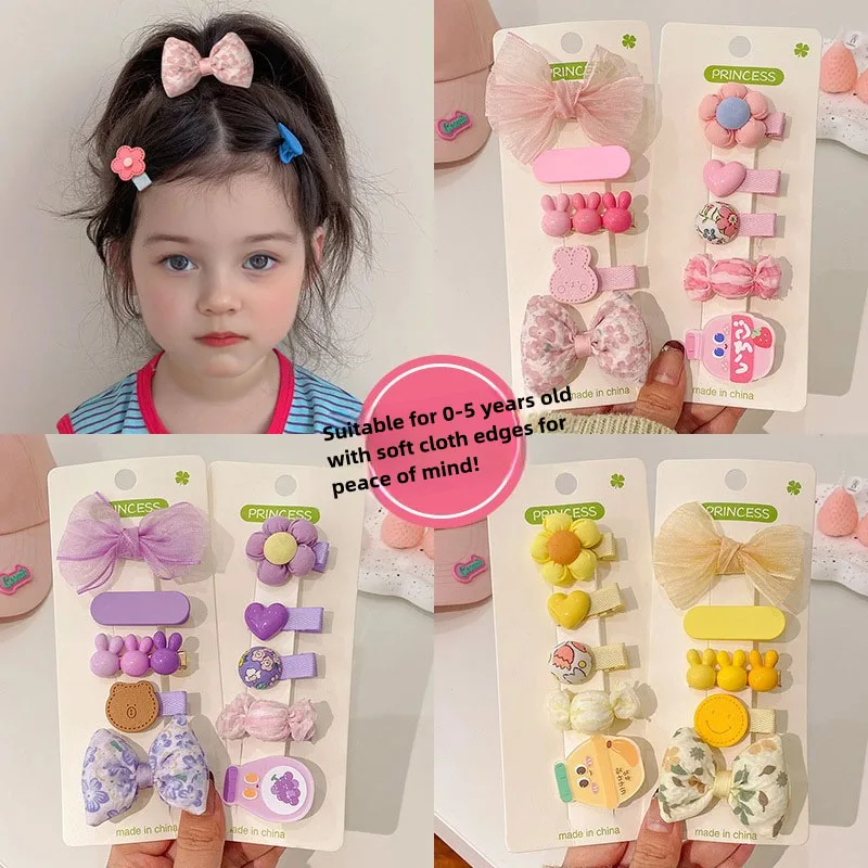 

5Pcs Cartoon Colorful Hair Clips Girls Cute Flower Heart Hairpins Baby Hairclip Barrettes Hairpin Headwear Kids Hair Accessories