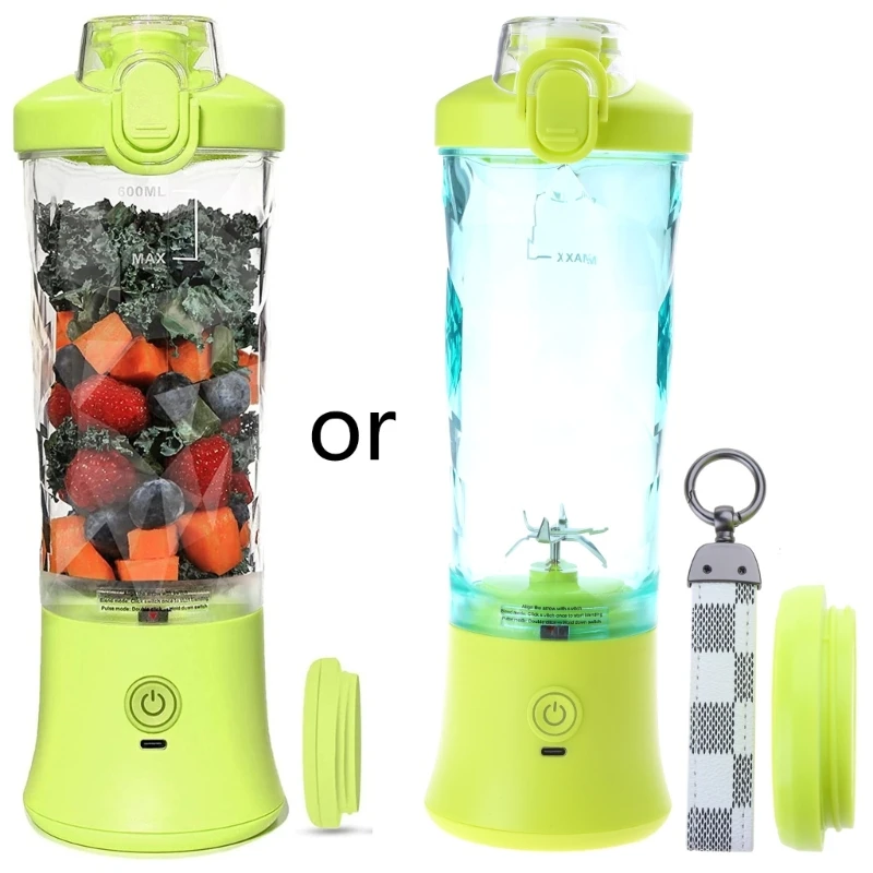 600ML Portable Blender 6 USB Rechargeable Fruit Juicer Fruit Mixer Electric Shake Cup Blender for Smoothie