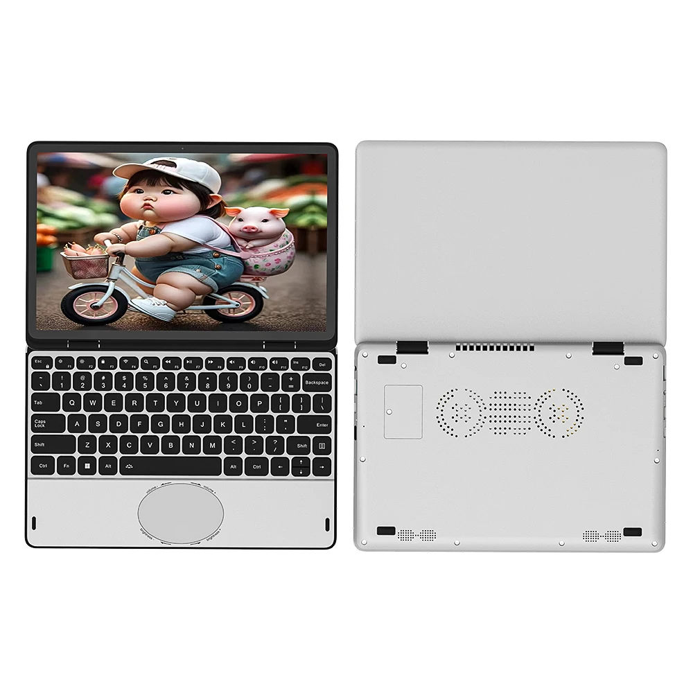 10.95" 2 w 1 Mini Pc Laptop FHD Touch Display Intel N100 Max 32GB RAM 2TGB Storage Notebook Digital Pen Opcjonalnie Win 11 Wifi