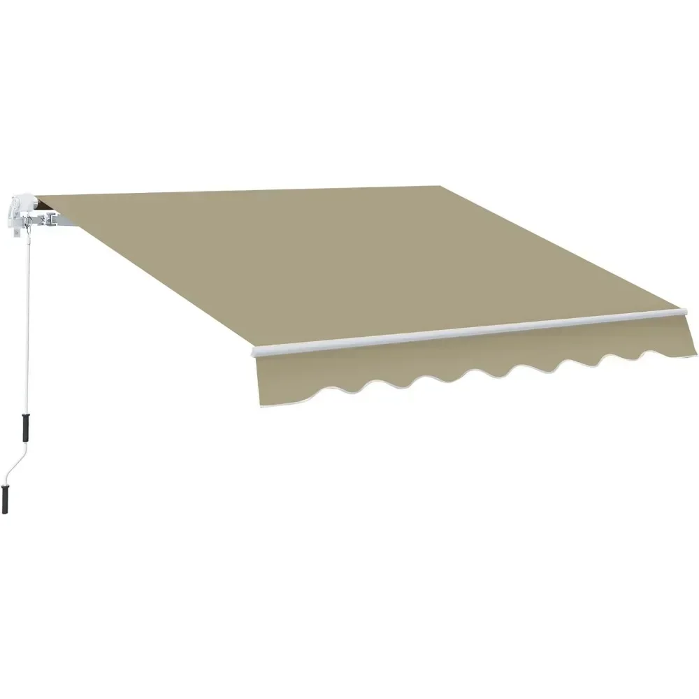 Canopy,  8' X 7' Patio Retractable Awning, Manual Exterior Sun Shade Deck Window Cover,  Wall Mounting Canopys