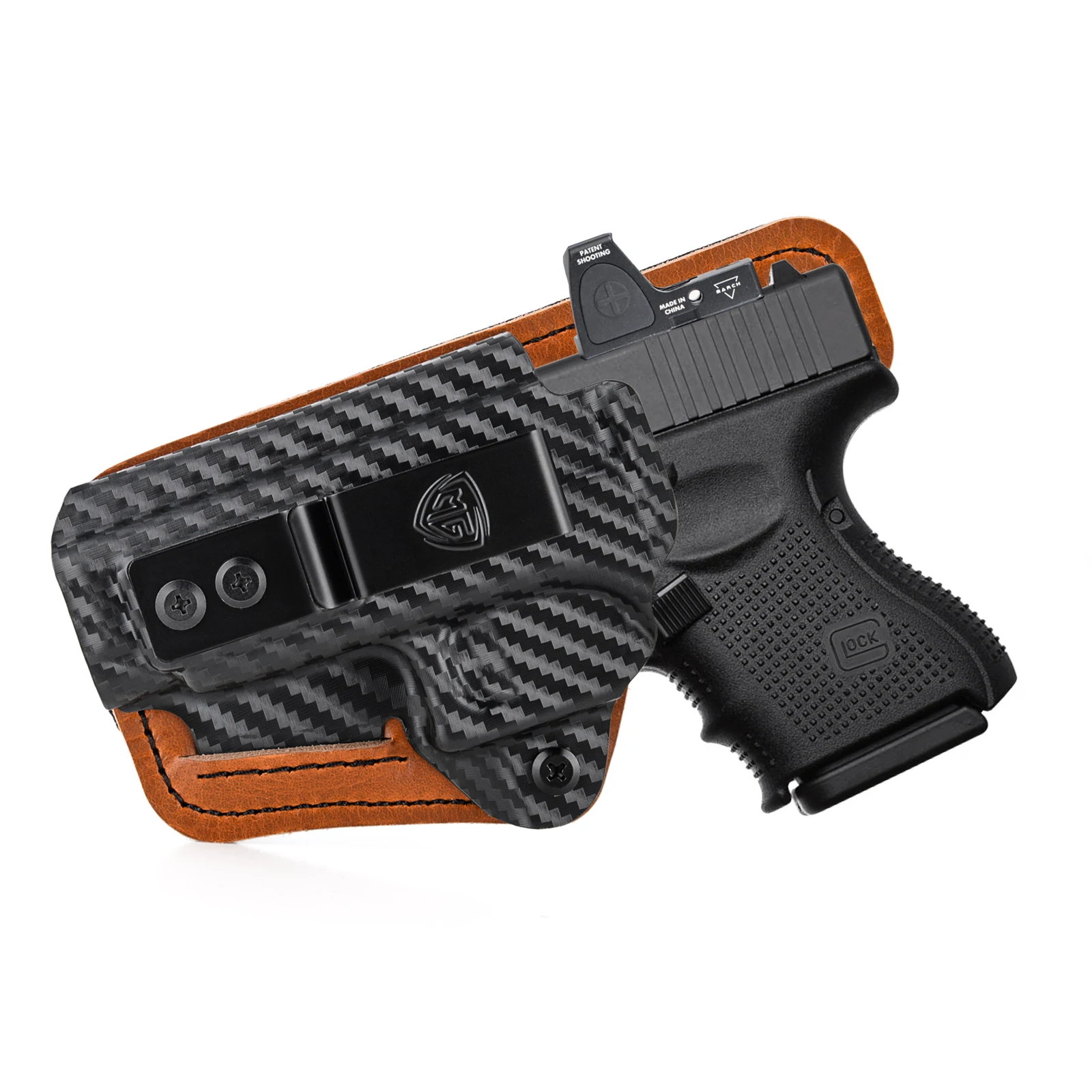 G26 Holster mit Komfortpolster IWB Kydex Leder Hybrid-Holster für Glock 26 27 33 Innenliegendes Holster für verdecktes Tragen – Detail 3