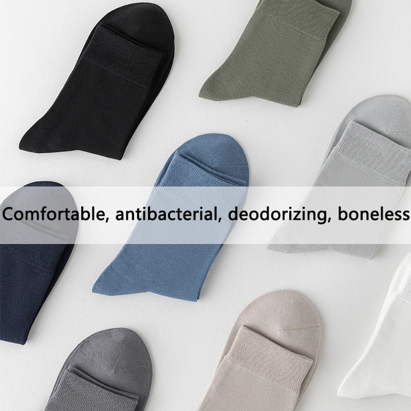 5Pair Men's Socks Combed Cotton Autumn Winter Black Business Long Socks Breathable High Quality New Male Socks Plus size EU38-45