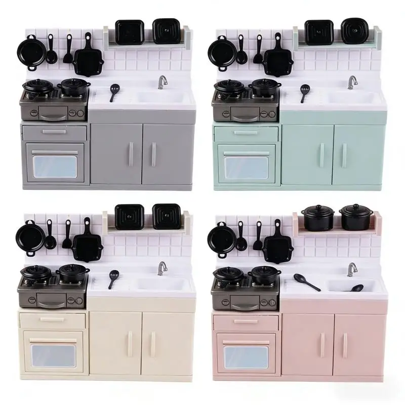 (BF06)1Set Compact Kitchenware Kit Mini Model Stove Kitchen Scene Simulation Doll Play Home Toy Ornament For Playtime Fun
