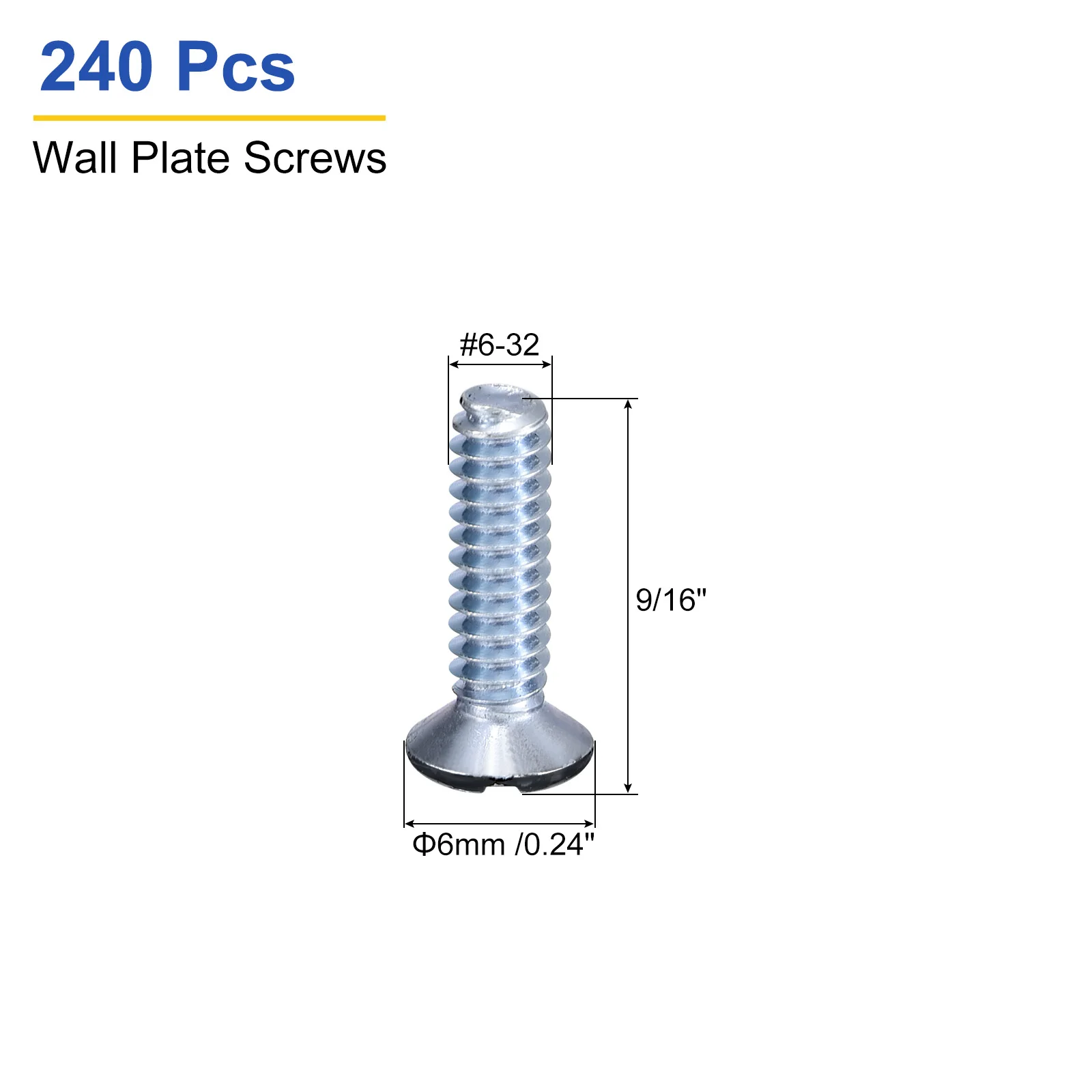 50/100/240Pcs Slotted Pan Head Bolts Wall Plate Screws 9/16