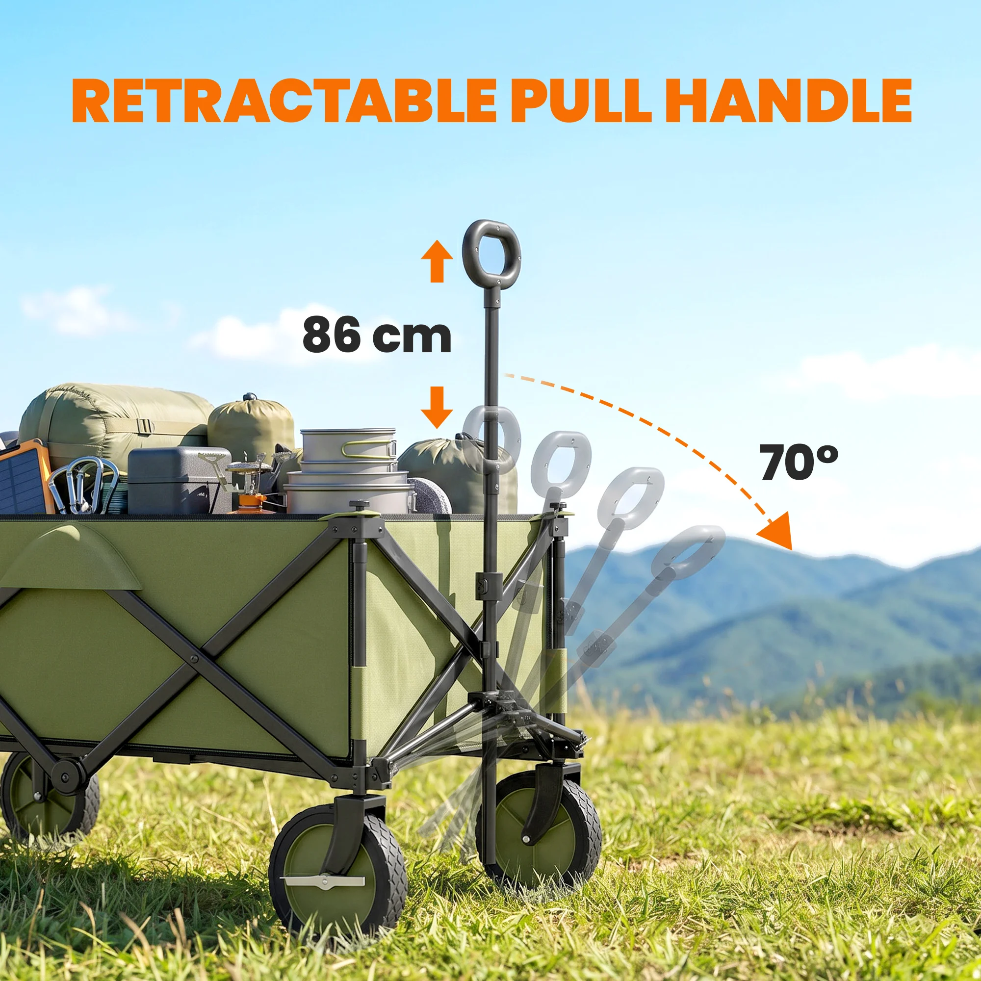 Folding Garden Trolley Collapsible Camping Trolley Steel with Folding Board