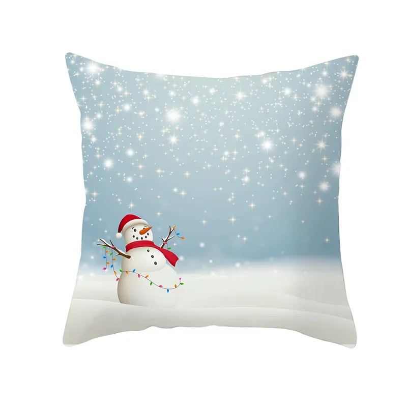 Cute Christmas Santa Claus Snowman Throw Pillow Covers for Sofa Couch Holiday Decor Xmas Gift