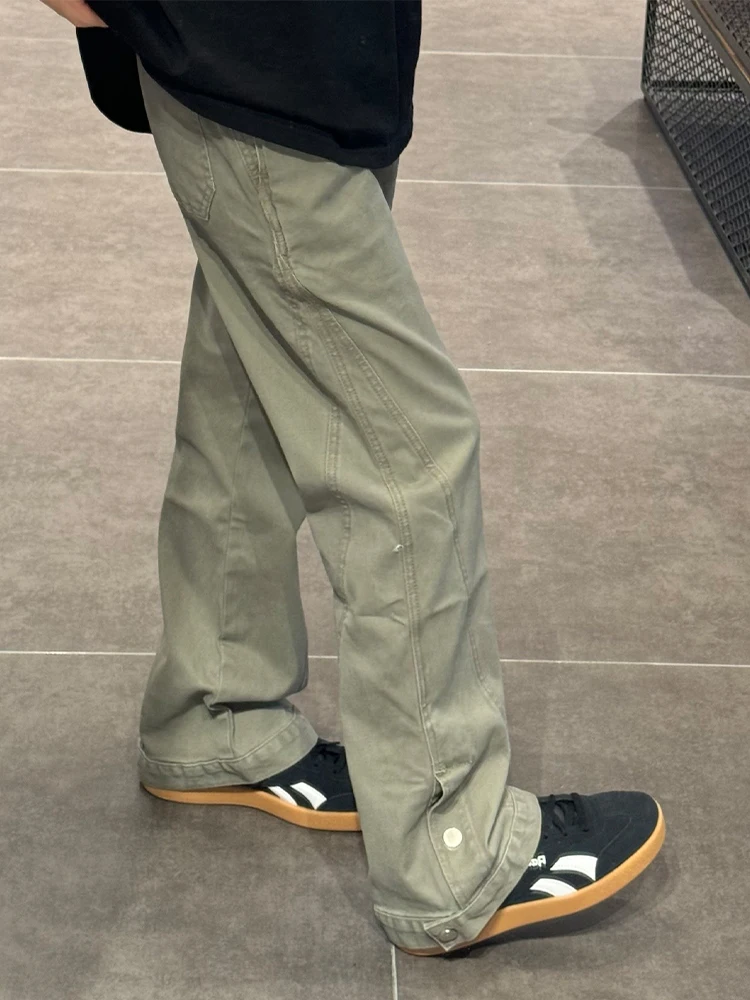 

Military een Men's Summer Thin Straight Leg Jeans Retro American Vibe Workwear Pants Knife Flared Legs Casual Trousers