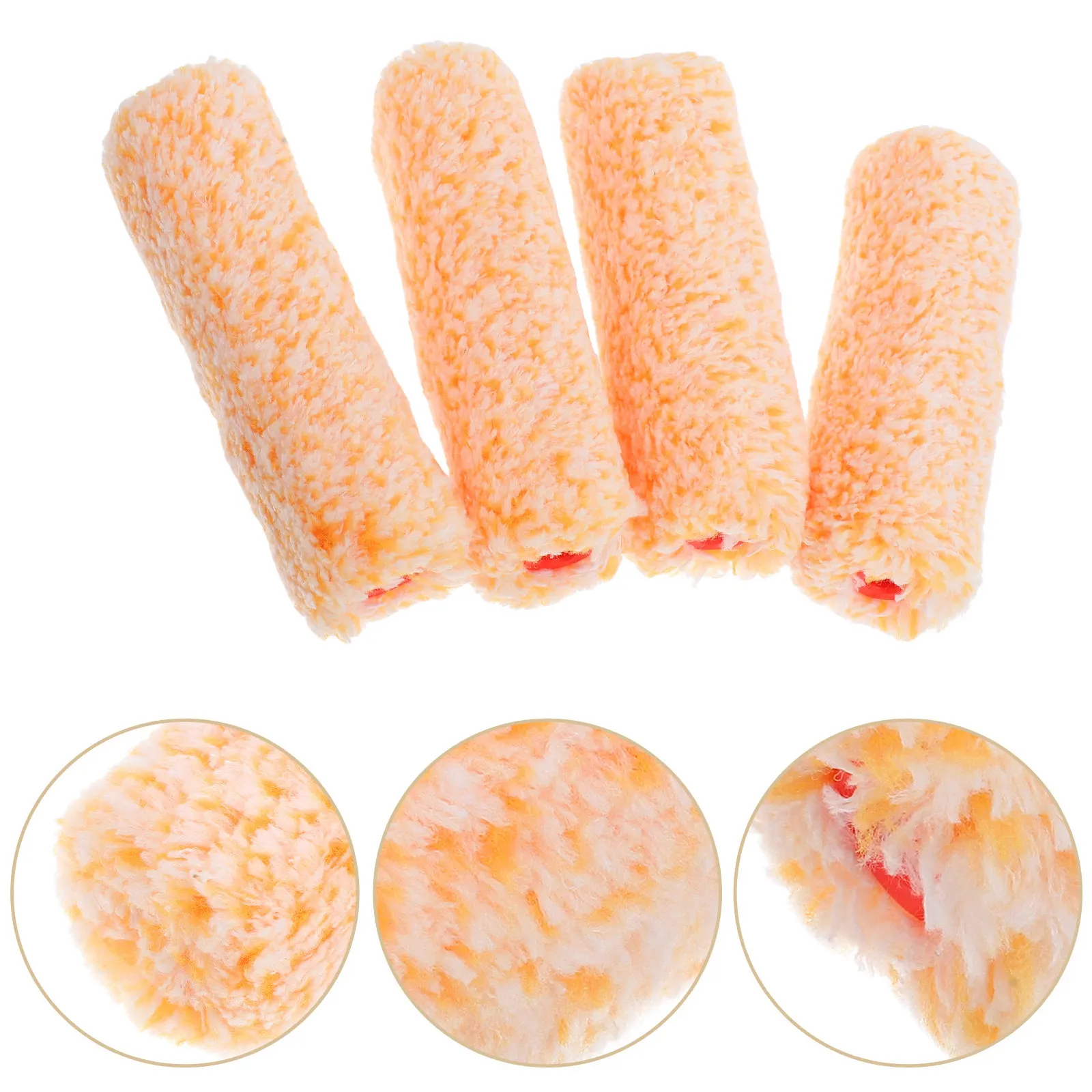 4Pcs Cotton Roller Covers Mini Paint Roller Sleeves Wall Painting Small Corner Use Even Coverage Brush
