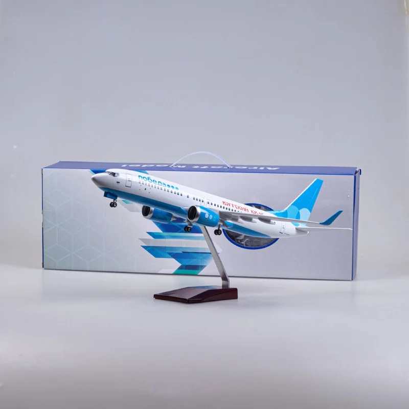 47CM Scale Airplanes Diecast B737-800 Russian Victory Airline Boe-ing 737 Aircraft Model With Base Landing Gears Resin Miniature