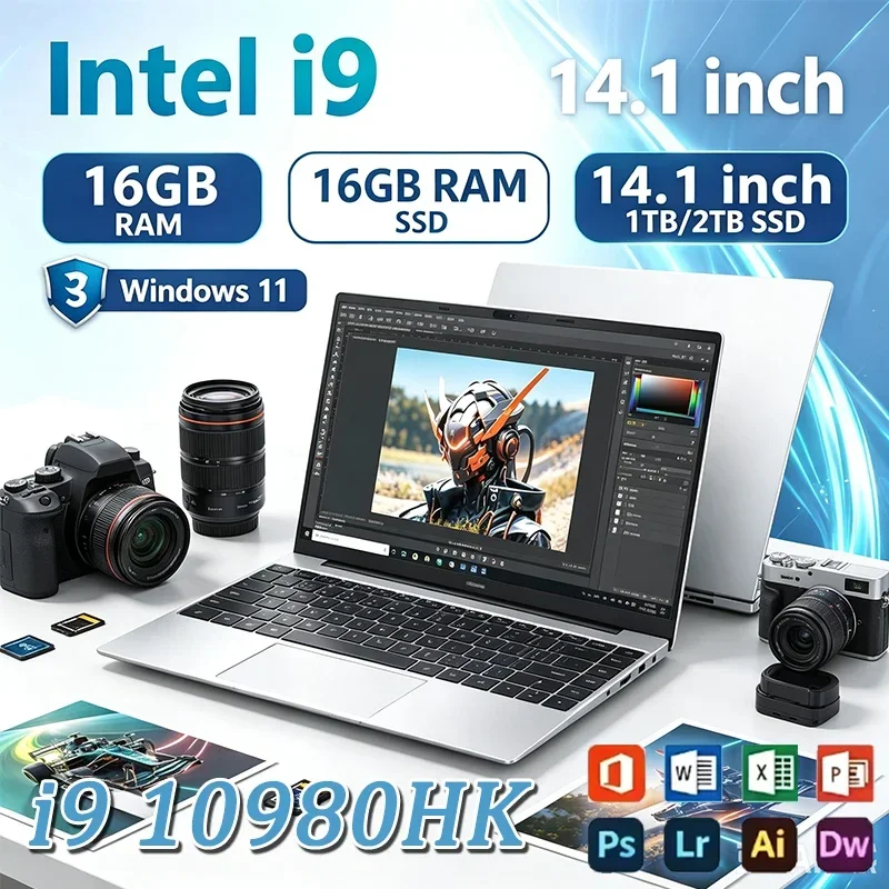 14.1 Inch Gaming Laptop Computer Intel Core i9 10980HK windows11 RAM Max 32GB DDR4 M.2 NVME 2TB SSD WiFi Office PC Notebook