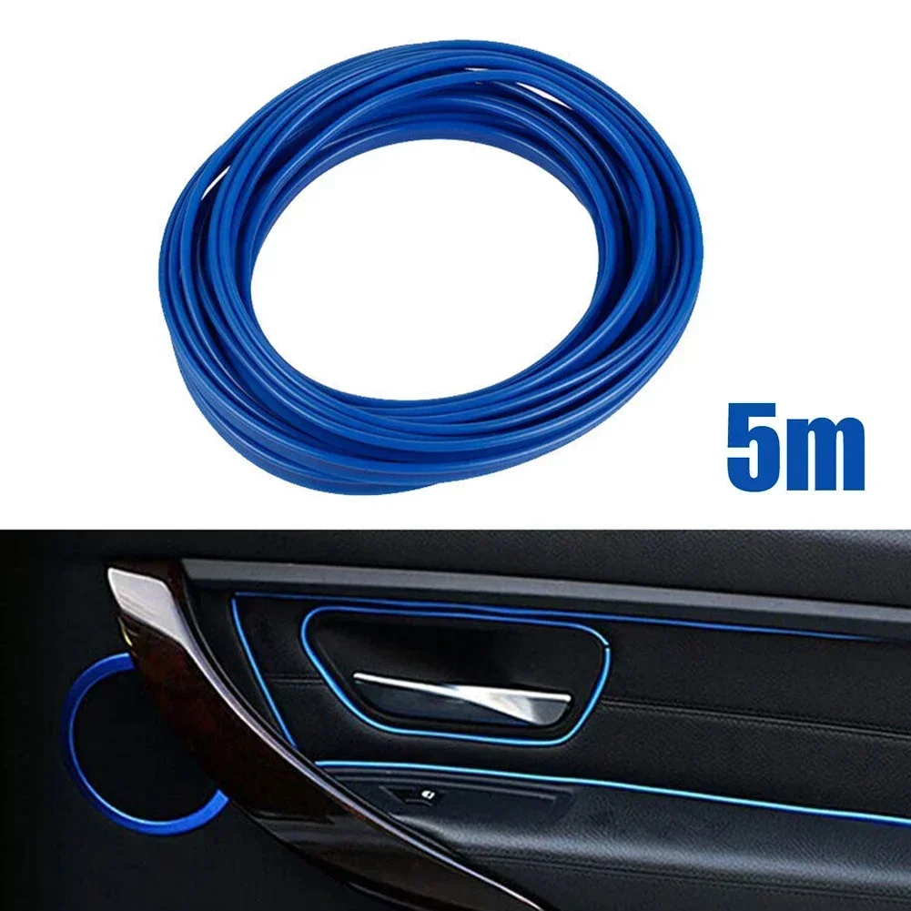 New Blue High Quality Material 5m Car Interior Decor Edge Gap Door Panel Molding Line Accessories Parts Car Universal