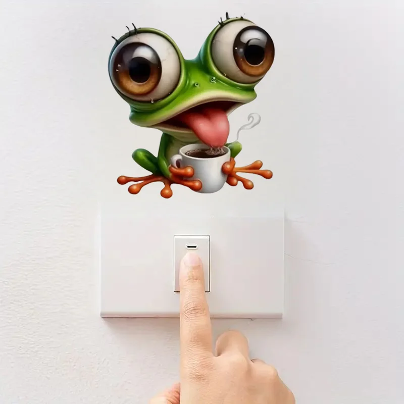 Big Eyes Frog Sticker, Waterproof Vinyl Material, Ideal for Toilet, Home , Refrigerator, Car, Window, Wall Decor, Room