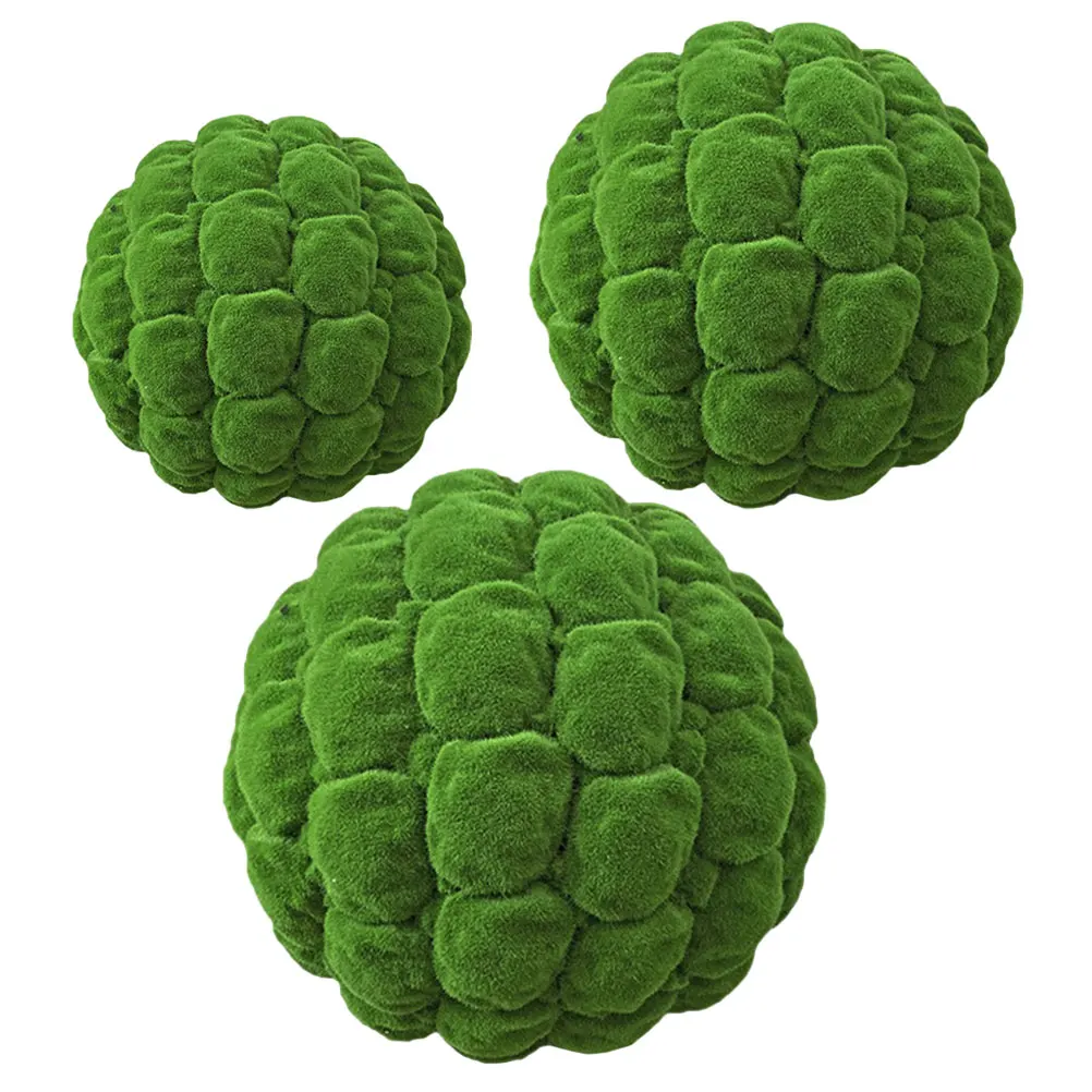 

3Pcs Faux Moss Decorative Balls Preserved Green Moss for Plants Bowl Filler Tall Vase Decor Planter Accessory Landscape Design