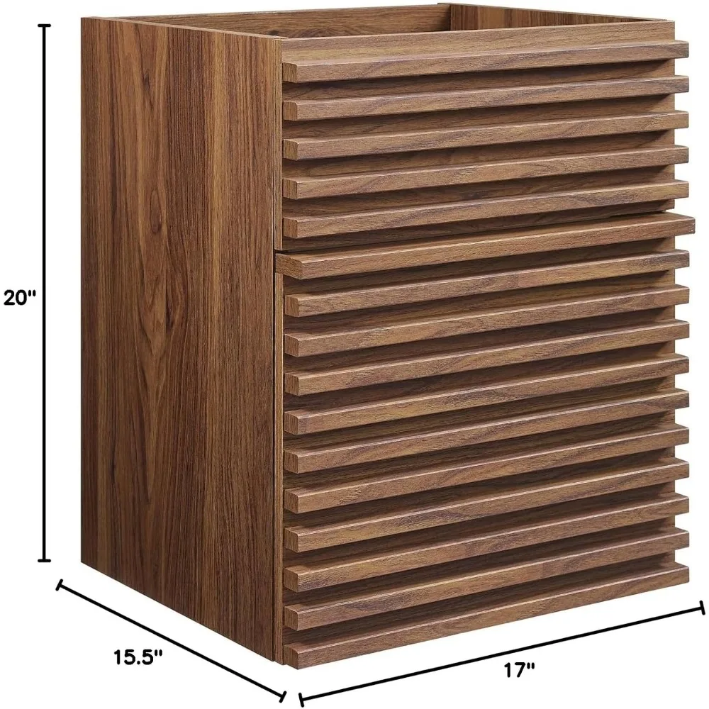 Mobile da bagno da parete in noce da 18 pollici senza lavabo