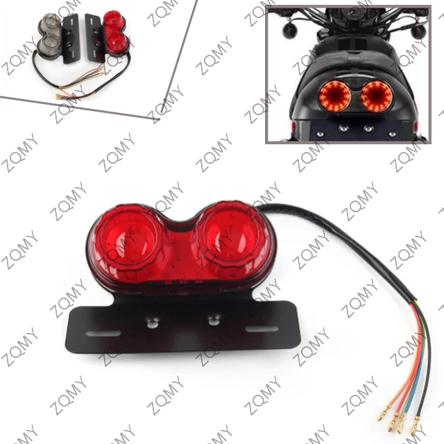 

1pcs Motorbike Integrated LED Tail Light Dual Turn Signal Brake License Plate Lamp For Harley Chopper Bobber Cafe Racer