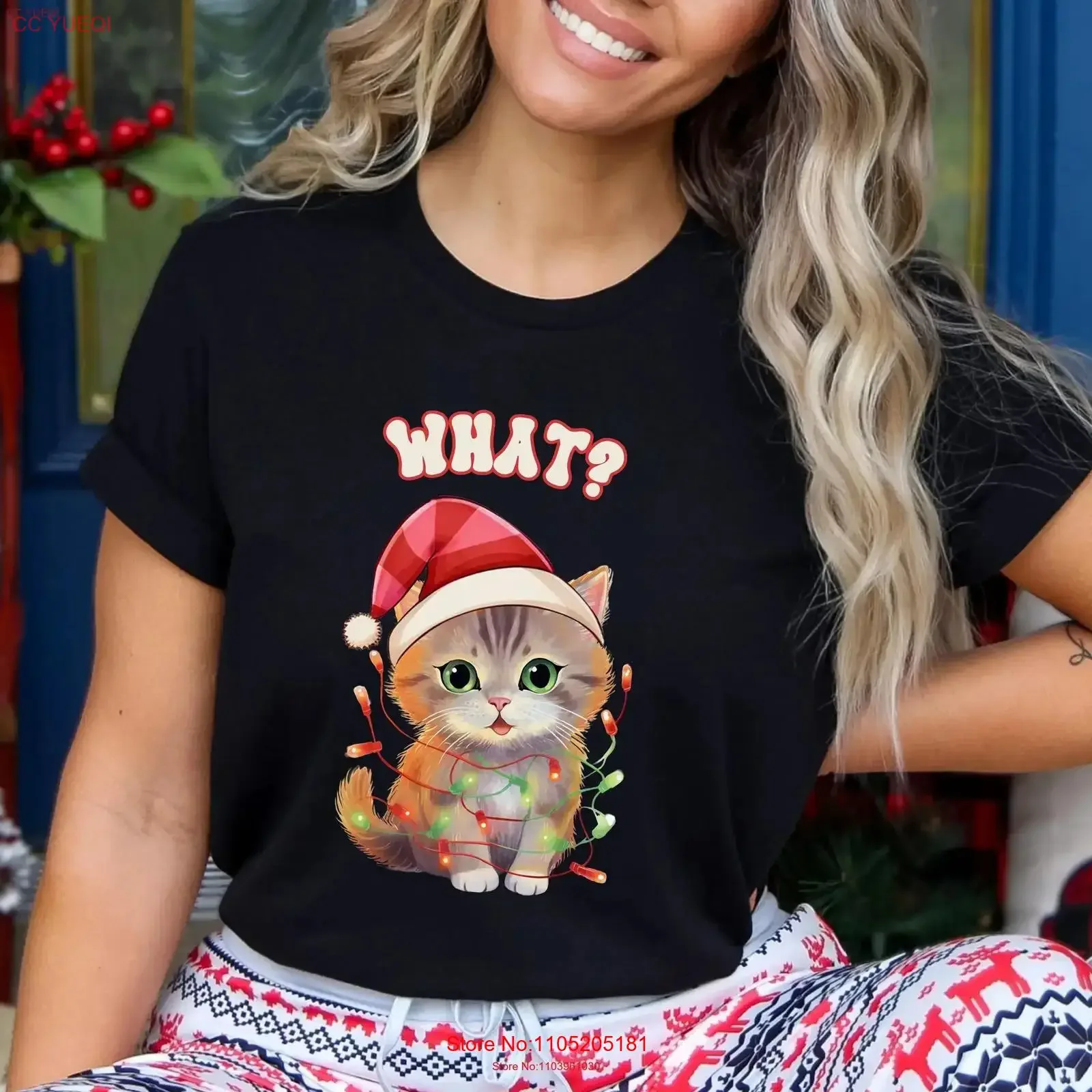 Cat Christmas T Shirt Meowy Mom Lovers Xmas Sweater Owner vintage Washed Comfortable Casual Versatile Top For Everyday Wear