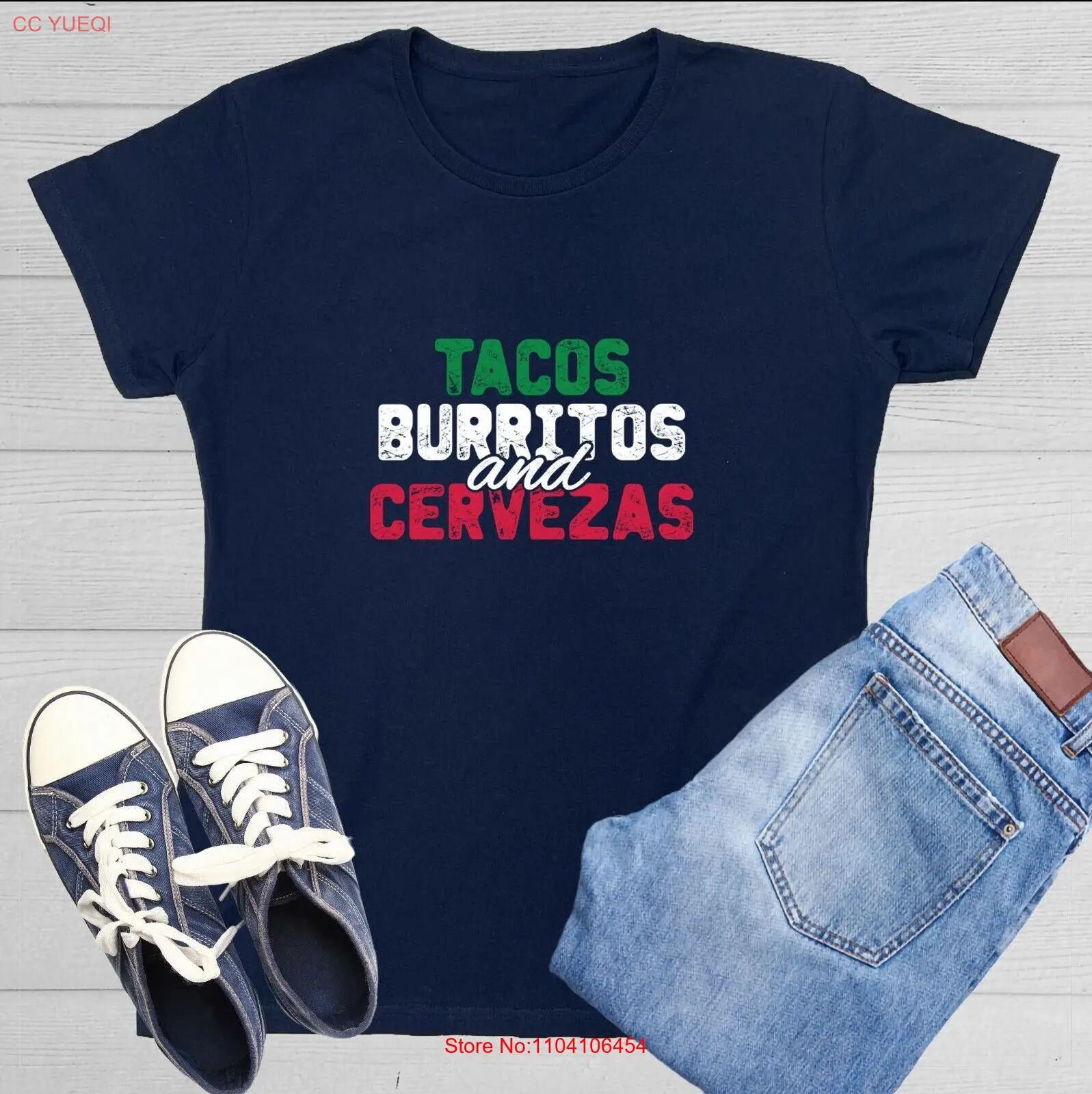 Tacos Burritos And Cervezas Sarcastic Novelty Graphics Funny Womens T-Shirt