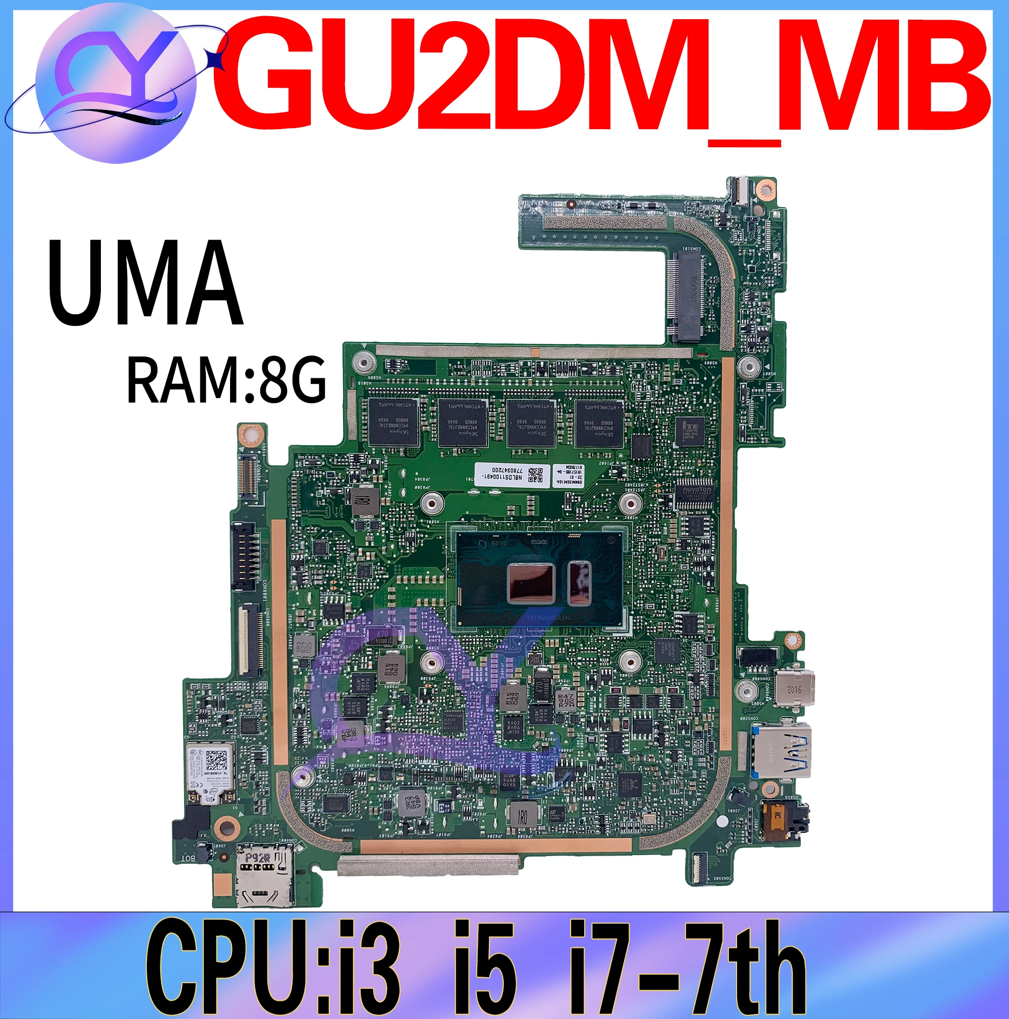 GU2DM_MB Laptop Motherboard for Acer Switch5 SW512-52 With I3-7100U I5-7200U I7-7500U RAM-8GB Mainboard 100% Working Well