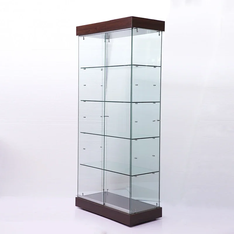 Lockable aluminum glass display case with adjustable shelf design wine display glass display case